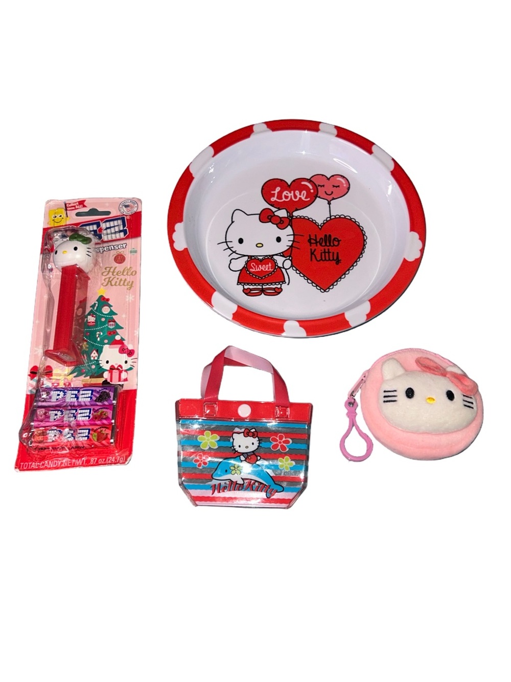 🌟Hello Kitty Bundle Sanrio Collectible PEZ Plush Coin Purse Mini Tote Fun Plate